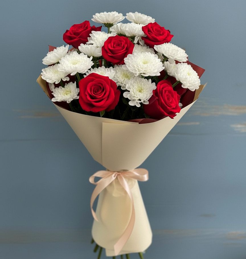 Букет цветов из: Розы и Хризантемы в Осеево