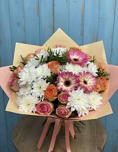 Букет цветов из:  Розы, Герберы и Хризантемы #REPLACE_PRED# Осеево