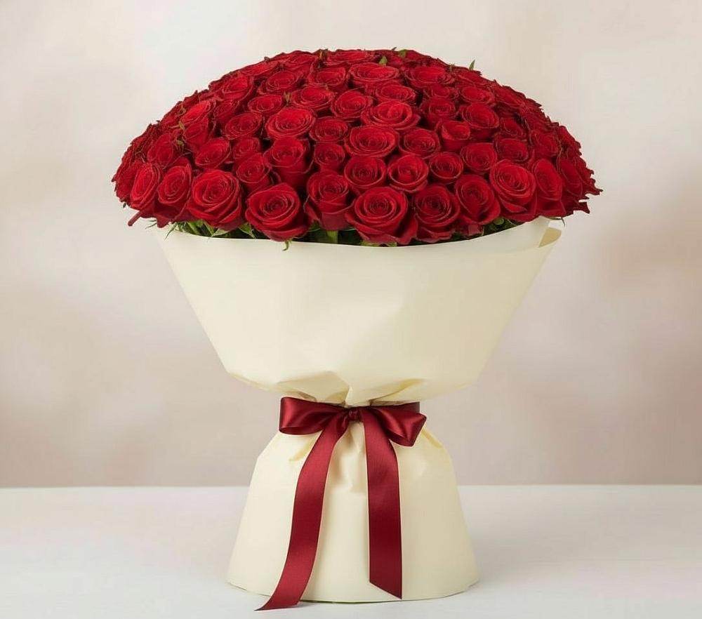 Букет 101 Красная роза Милано в Осеево