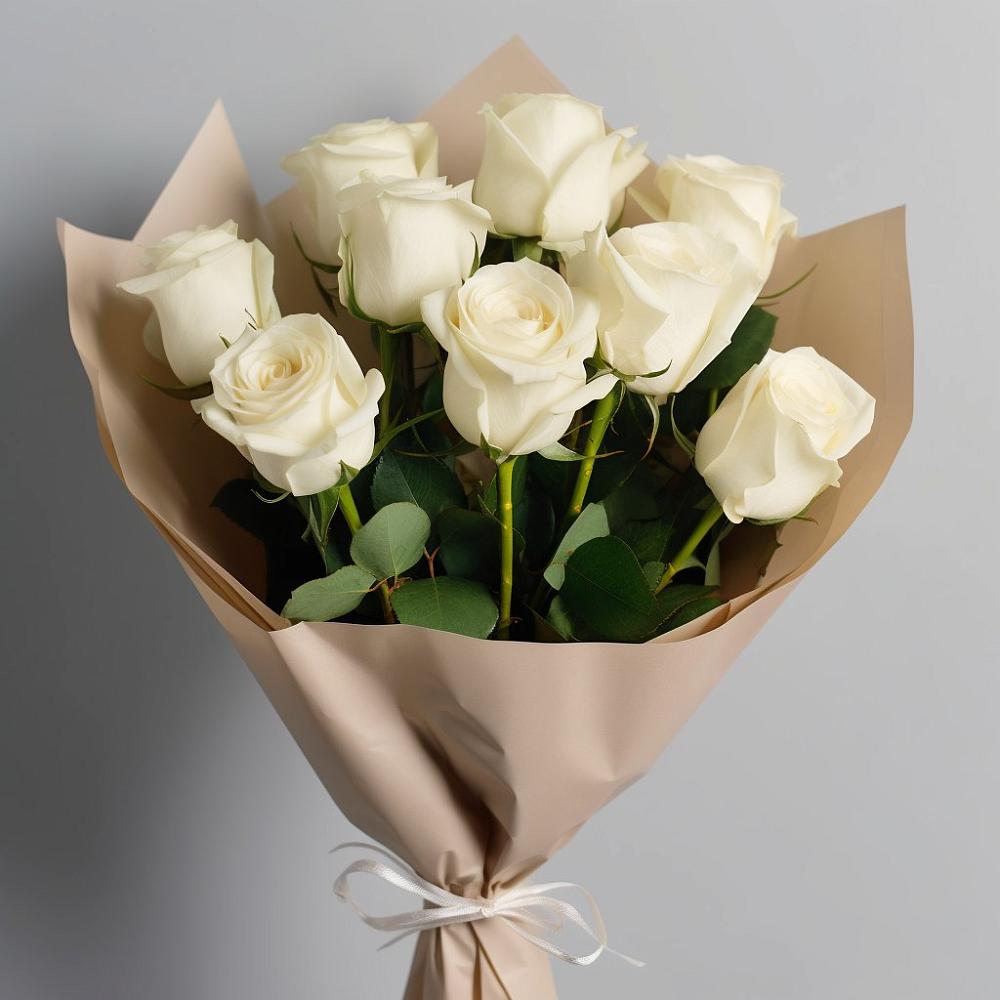 Букет 9 Белых роз Эдлесс Лав в Осеево