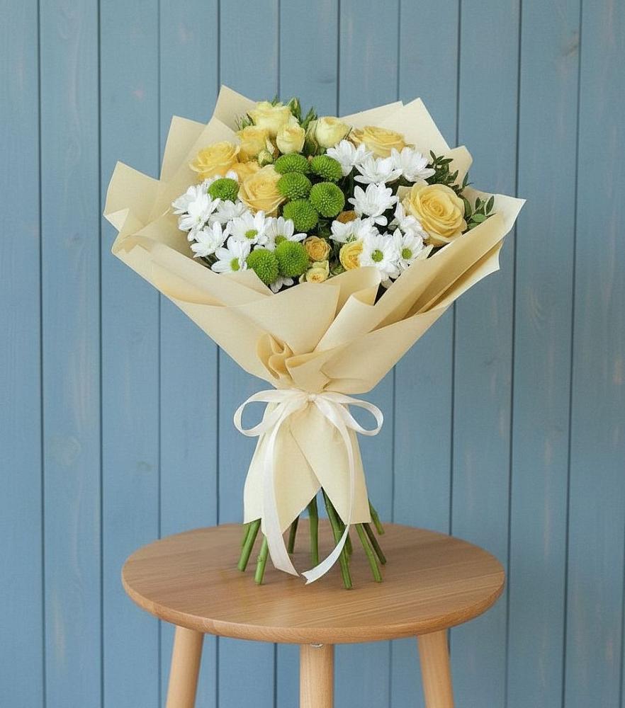 Букет цветов из: Хризантемы и Розы в Осеево