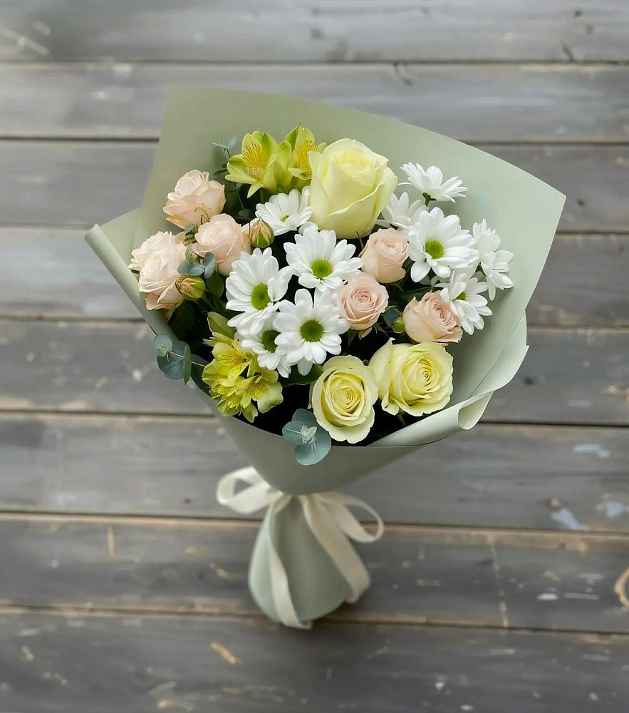 Букет цветов из: Альстромерии, Розы и Хризантемы в Осеево