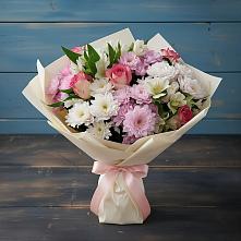 Букет цветов из:  Хризантемы, Альстромерии и Розы #REPLACE_PRED# Осеево