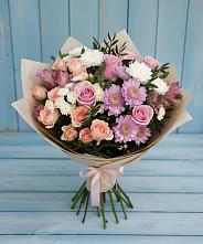 Букет цветов из:  Хризантемы, Розы и Альстромерии в Осеево