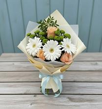 Букет цветов из:  Герберы, Розы и Хризантемы в Осеево