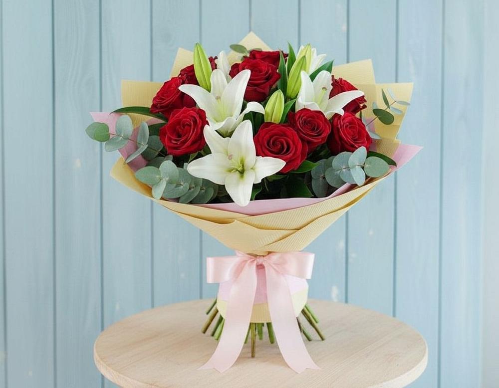 Букет цветов из: Лилии и Розы в Осеево